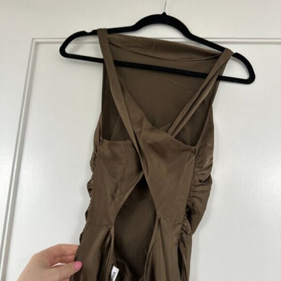 NWT Reformation Anaiis Bridesmaid Silk Maxi Dress Sz 6 in Morel Cut-out Back - Picture 6 of 8